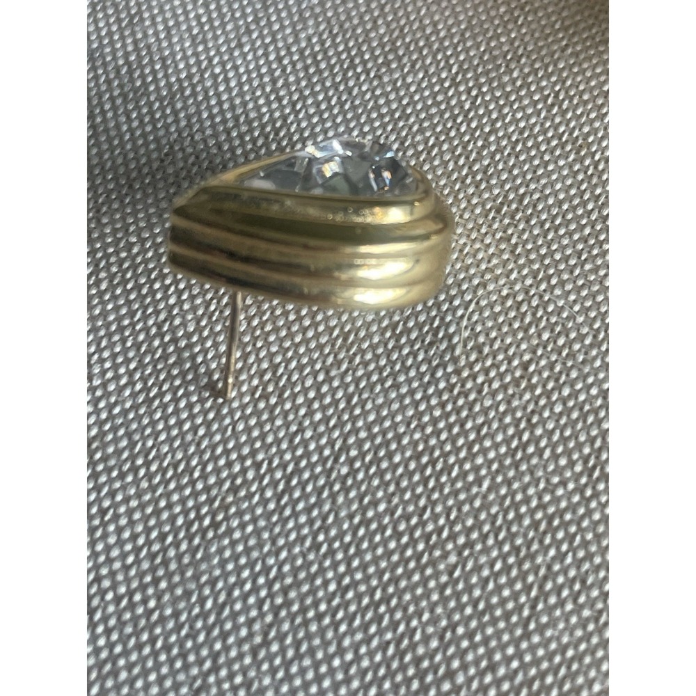 Givenchy Vintage Gold Tone Teardrop Large Rhinestone Stud Earrings Classy - Picture 2 of 6